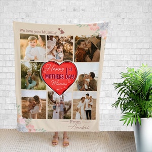 Happy 1st Mother Day, Personalized Blanket, Photo Collage Blanket, Mother&#39;s Day Gift, Handmade Home Decor, Grandma Gift, Personalized Gifts