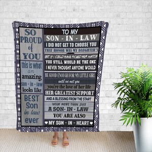 Son In Law Blanket, Family Gift, To My Son In Law Blanket, Message Blanket, Son Gift, Gift From Mom, Gift For Son, Blanket Design