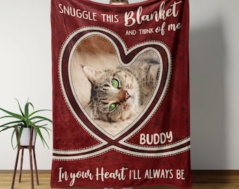 Personalized Cat Photo Blanket, Pet Loss Gifts, Pet Blanket With Pictures, Pet Memorial Gifts, Cat Loss Gift, Loss Of Dog, Cat Mom Gifts