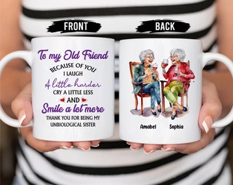 Taza de café personalizada, a mi taza de viejo amigo, regalos de amigos, regalos de cumpleaños para mujeres, regalos de mejores amigos, regalos personalizados, regalos de amistad