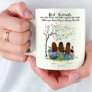 Friendship Gifts, Personalized Mug, Custom 3 Best Friends Mugs, Long Distance Relationship Gifts, Birthday Gifts For Best Friend, BFF Gifts