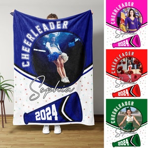 Personalized Blanket, Cheerleader Blanket, Throw Blanket, Custom Photo Blanket, Cheerleader Gifts, Cheer Gifts For Cheerleaders