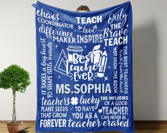 Best Teacher Ever Blanket, Custom Blankets, Back To School Gifts, Gift Ideas For Teachers Appreciation, Gifts For Thanks, Throw Blanket