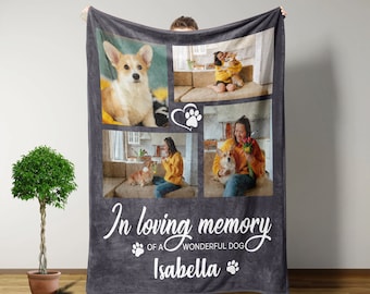 In Loving Memory Of A Wonderful Dog Blanket, Custom Blanket With Picture, Pet Memorial, Dog Blankets, Dog Mom Gifts, Personalized Gifts