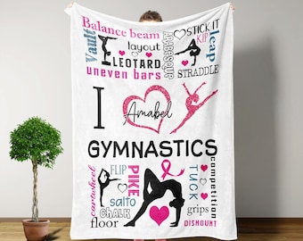 Gymnastics Blanket, Personalized Blankets And Throws, Gymnastics Gifts, Gifts For Gymnastics Girls, Gifts For Women, Gifts For Girls