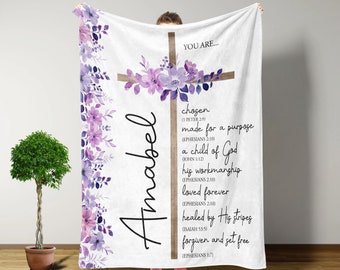 Personalized Blanket, Bible Verse Blanket, Religious Gifts For Women, Christian Gifts, Jesus Lover Gifts, Throw Blanket, Gifts For Her