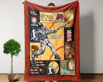Custom Blanket, Boys Baseball Gifts, Baseball Blanket, Gifts For Baseball Lovers, Gifts For Boys, Gifts For Men, Throw Blanket