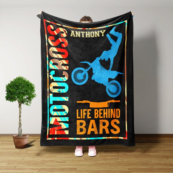 Motocross Blanket, Throw Blanket, Personalized Blankets And Throws, Motorcycle Gifts, Dirt Bike Gifts, Christmas Gifts For Men, Mens Gifts
