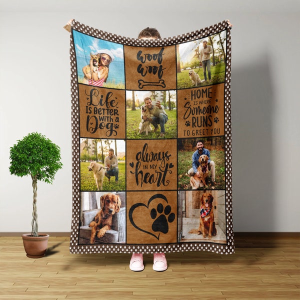 Life Is Better With A Dog Blanket, Custom Blanket With Picture, Pet Memorial Gifts For Dogs, Gifts For Dog Lovers, Personalized Blanket