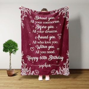 Personalized Gifts, 60TH Birthday Blanket, Throw Blanket, Birthday Gifts For Men, Gifts For Women, Mom Gifts, Dad Birthday Gift