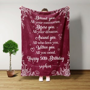 50TH Birthday Blanket, 50TH Birthday Gifts For Men, Customized Blanket, Throw Blanket, Gifts For Women, Gifts For Mom, Personalized Gifts