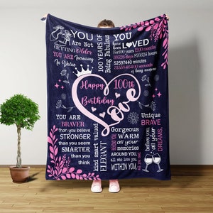 100TH Birthday Decorations Gifts, Happy Birthday Blanket, 100TH Birthday Blanket, Gifts For Women, Gifts For Mom, Throw Blanket, Women Gifts