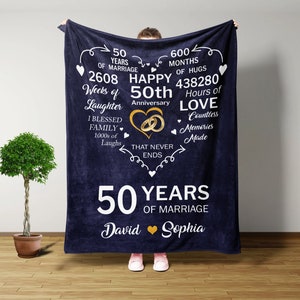 50TH Wedding Anniversary Gifts, Custom Blankets, Anniversary Gifts For Him, Gifts For Wife, Gifts For Her, Throw Blanket, Couple Gifts