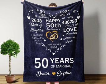 50TH Wedding Anniversary Gifts, Custom Blankets, Anniversary Gifts For Him, Gifts For Wife, Gifts For Her, Throw Blanket, Couple Gifts