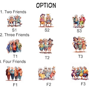 Puede incluir: Ilustraci&oacute;n de tres opciones diferentes para un grupo de amigos. La primera opci&oacute;n muestra dos amigos, la segunda opci&oacute;n muestra tres amigos y la tercera opci&oacute;n muestra cuatro amigos. Cada opci&oacute;n tiene tres poses diferentes.