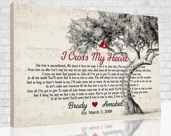 I Cross My Heart Poster, Tree Art Print, Couple Gift Ideas, Gift For Your Lover.