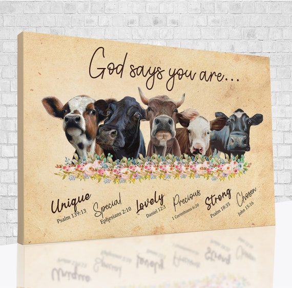God Says You Are Poster Cows Canvas Gift Ideas for Farmer - Etsy