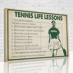 Personalized Canvas, Tennis Life Lessons Wall Art, Tennis Poster, Custom Poster, Wall Art For Living Room, Canvas Wall Art, Gifts For Girls