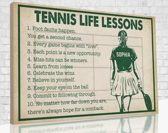 Personalized Canvas, Tennis Life Lessons Wall Art, Tennis Poster, Custom Poster, Wall Art For Living Room, Canvas Wall Art, Gifts For Girls