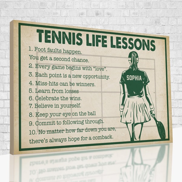 Personalized Canvas, Tennis Life Lessons Wall Art, Tennis Poster, Custom Poster, Wall Art For Living Room, Canvas Wall Art, Gifts For Girls