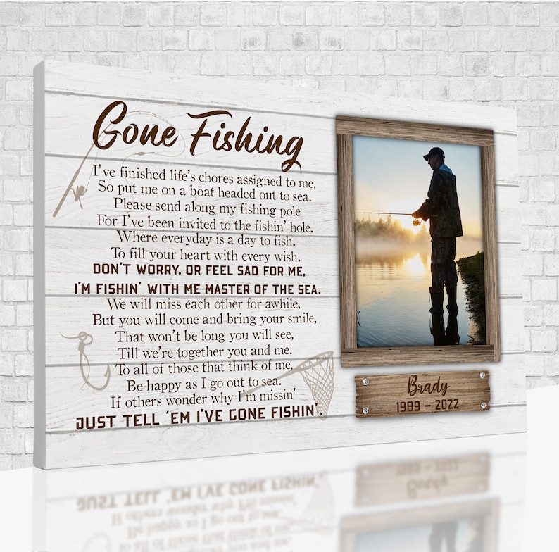 Custom Photo Gone Fishing Canvas - Memorial Gift Idea For Fishing Lovers - I've Gone Fishin' main image 1