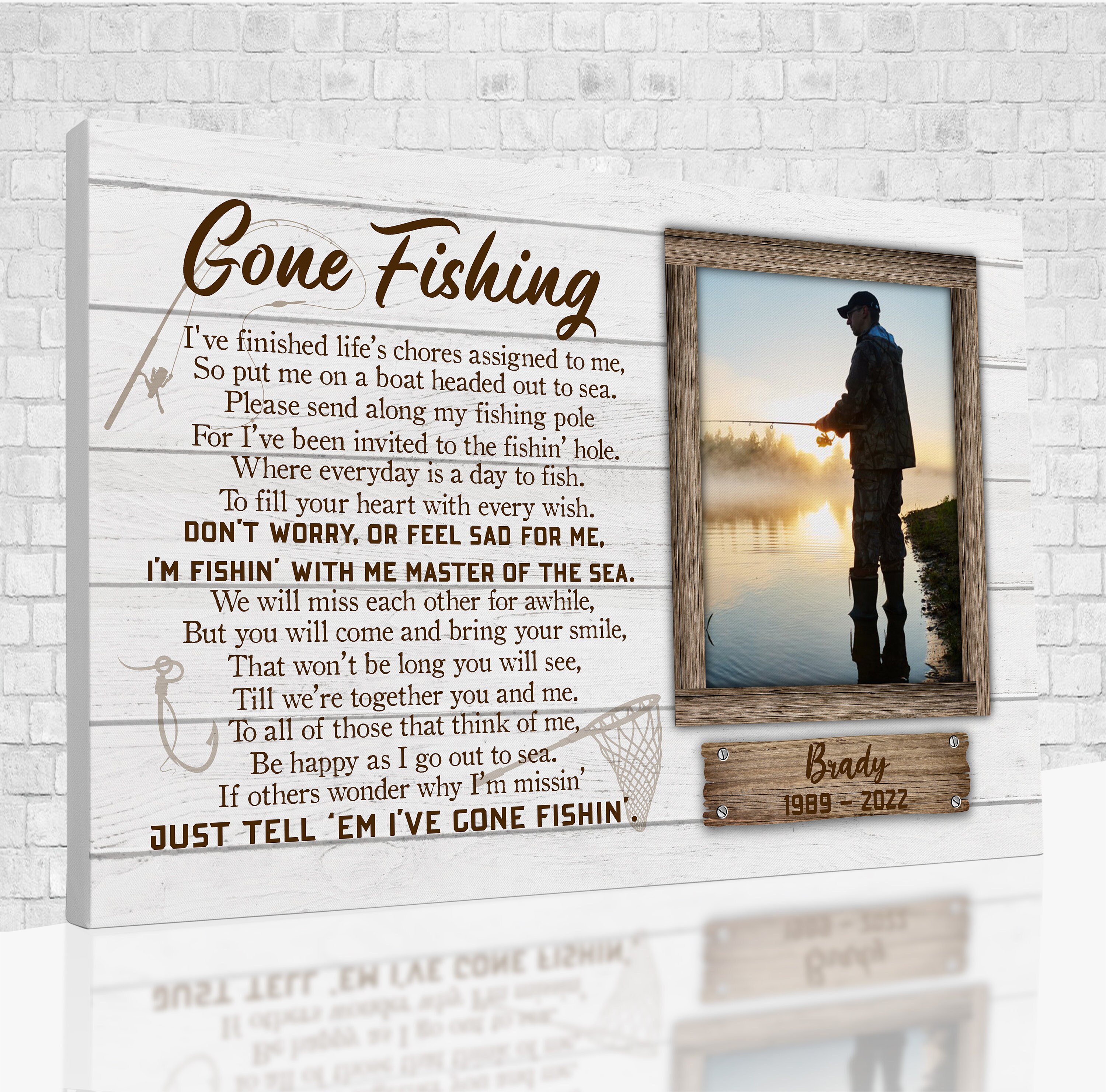 Personalized Photo Canvas Gone Fishing Poster Father Gifts - Etsy