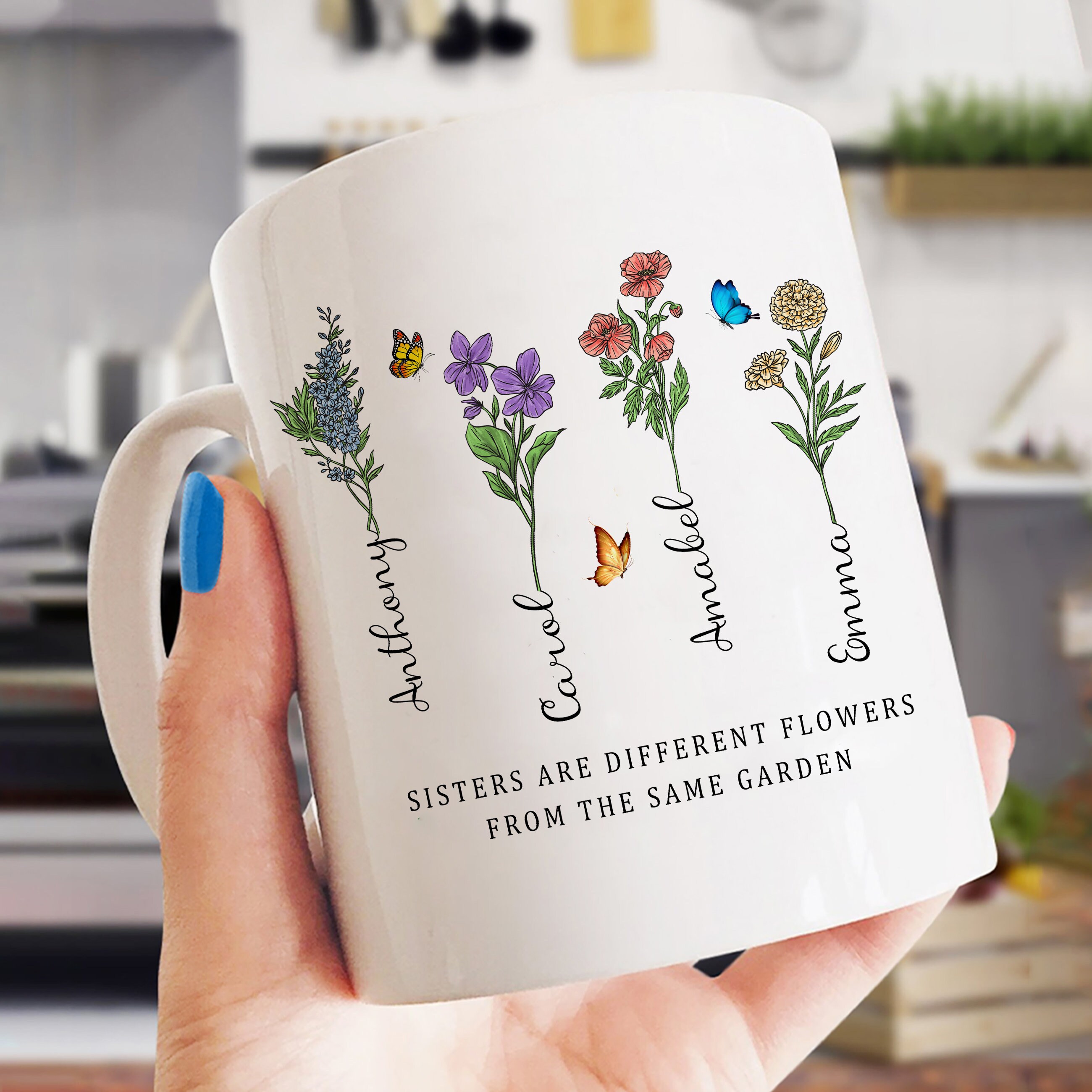 Personalized Mug, Sisters Are Different Flowers From the Same Garden ...