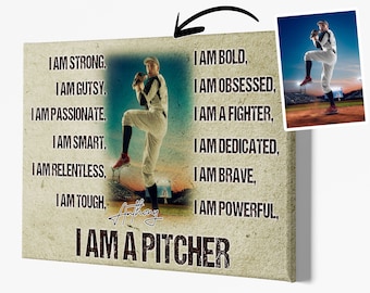 I Am A Pitcher Canvas, Personalized Canvas, Wall Decor, Canvas Wall Art, Gifts For Men, Gifts For Boys, Boys Baseball Gifts, Custom Poster