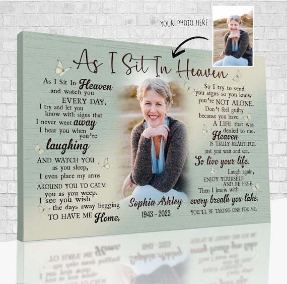 Canvas Prints With Your Photos Memorial Gifts as I Sit in Heaven Canvas Bereavement Gifts Sympathy Gifts for Loss of Loved One Etsy