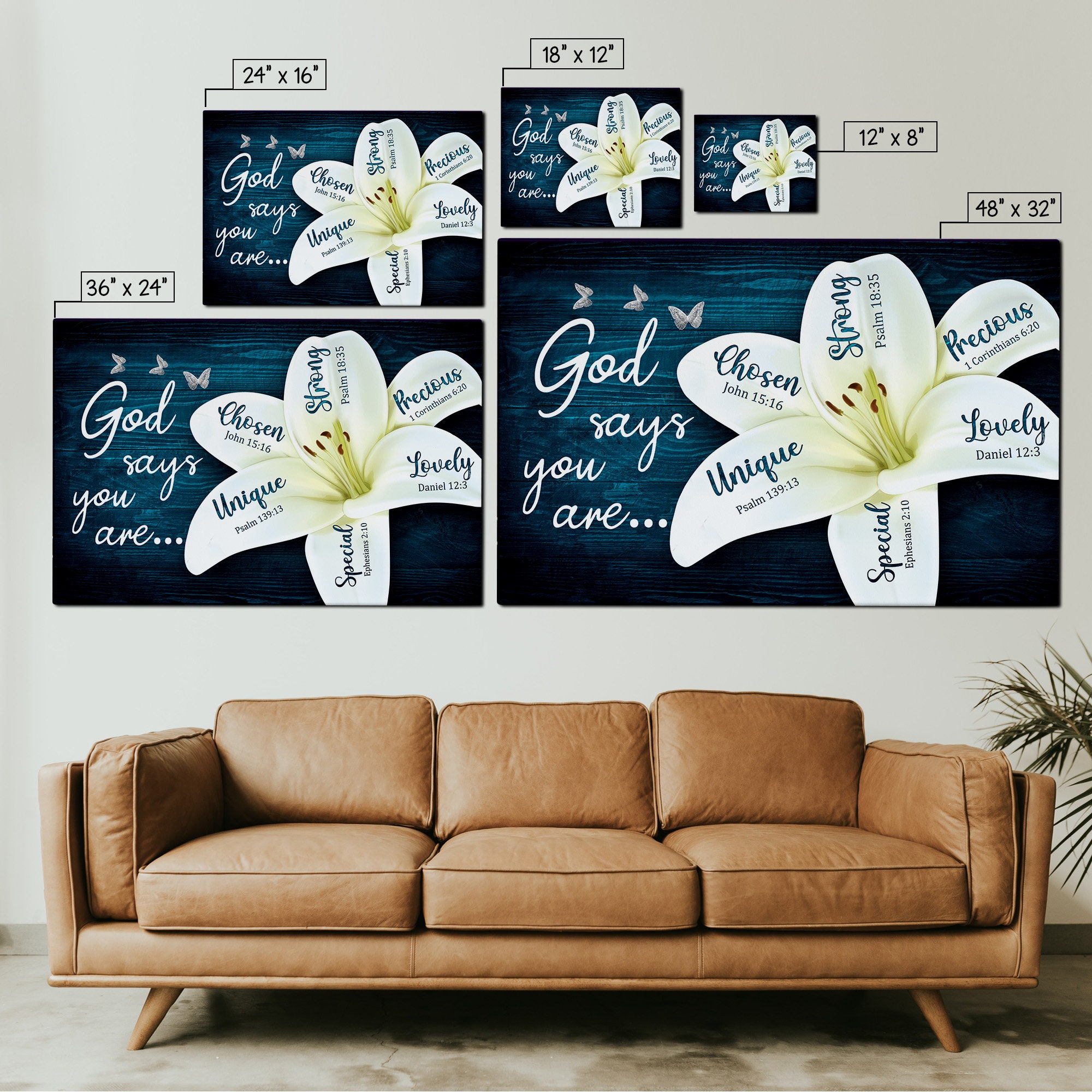 Lily Flower Poster, God Says You Are Canvas, Inspiration Quote Art ...