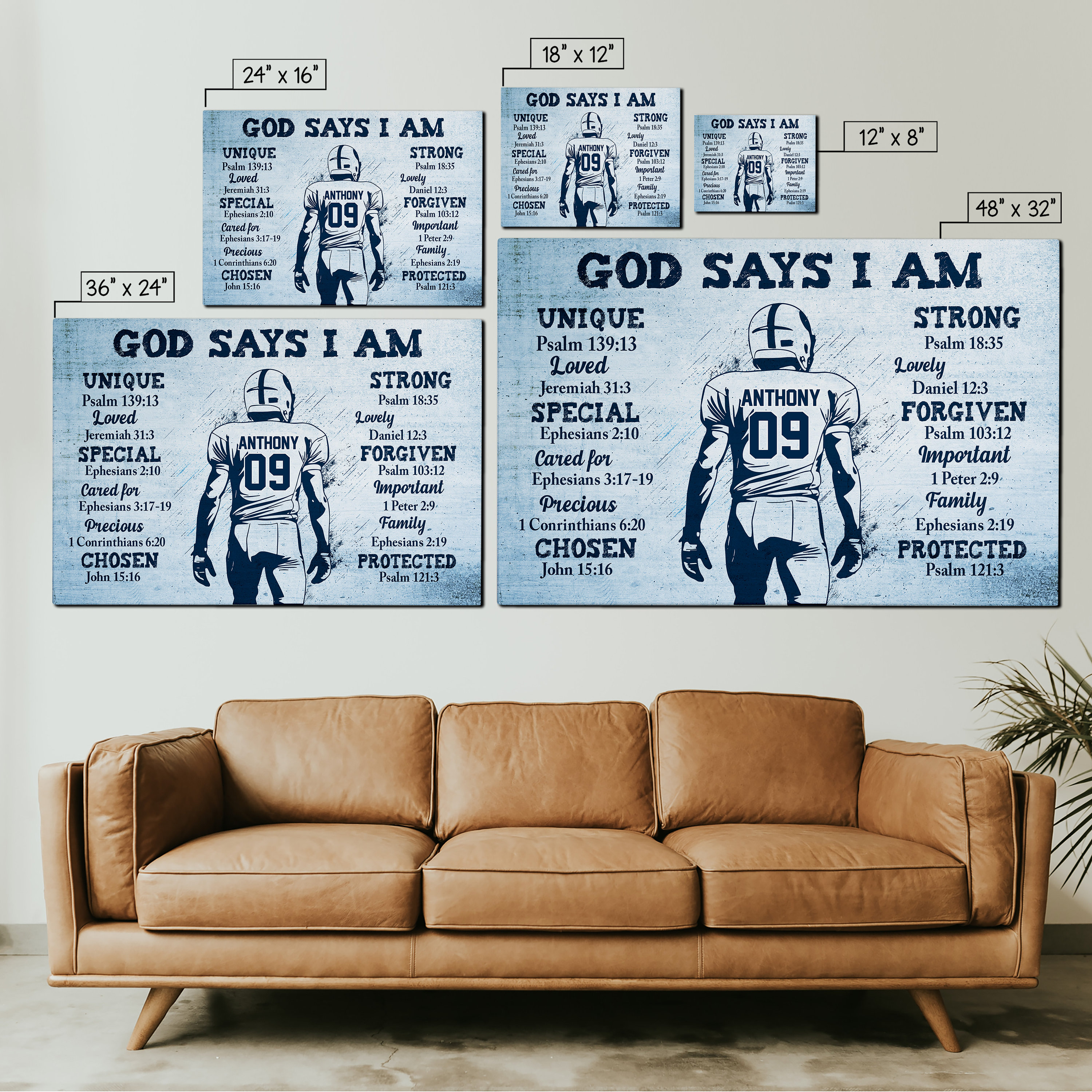 Custom Football Canvas, God Say I Am Canvas, Wall Art for Living Room ...