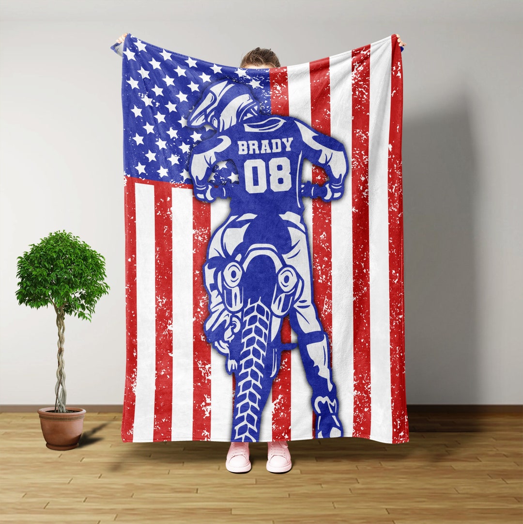 Dirt Bike Blanket, Personalized Blankets and Throws, Dirt Bike Gifts