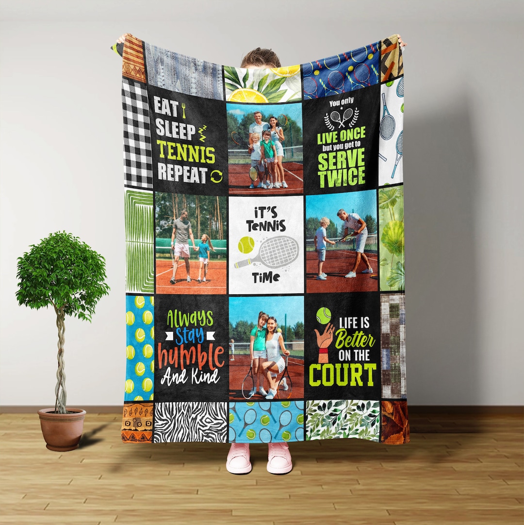 Tennis Blanket, Custom Blanket With Picture, Throw Blanket, Tennis Gifts, Tennis Gifts for Men