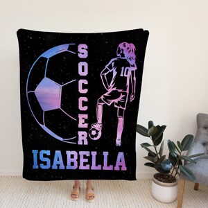 Soccer Blanket For Girls, Personalized Blankets And Throws, Soccer Gifts, Girls Soccer Gifts, Christmas Gifts For Women, Gifts For Girls image 2