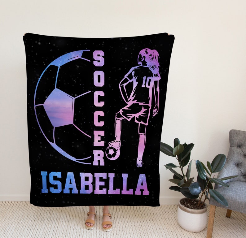 Soccer Blanket For Girls, Personalized Blankets And Throws, Soccer Gifts, Girls Soccer Gifts, Christmas Gifts For Women, Gifts For Girls image 2