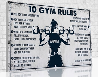 Custom 10 Gym Rules Canvas Personalized Sport Poster Gift - Etsy Israel Custom 10 Gym Rules Canvas Personalized Sport Poster Gift - Etsy Israel