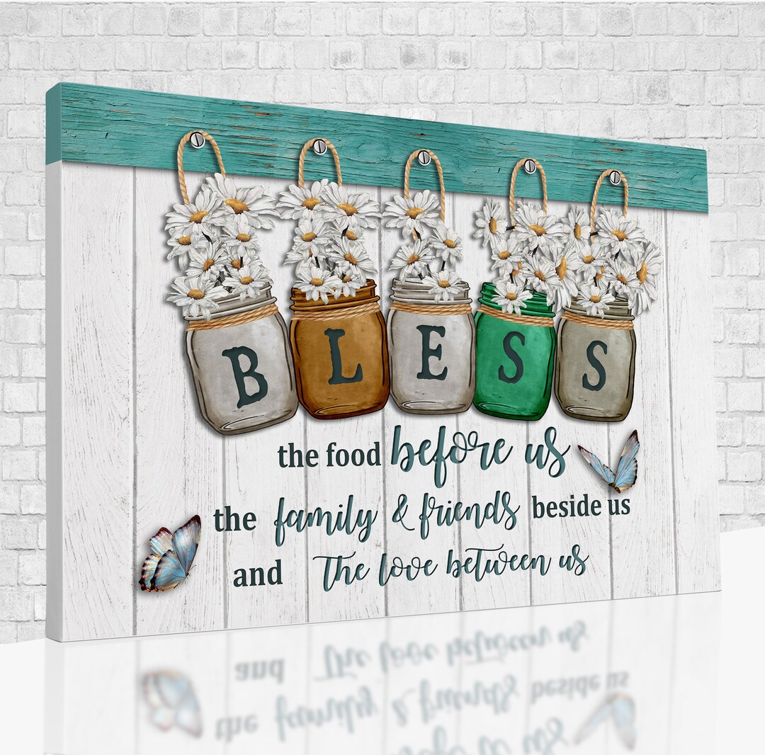 Farmhouse Wall Art, Bless the Food Before Us Poster, Prayer Art, Dining