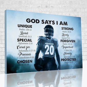 Personalized Gifts, Custom Football Canvas, God Say I Am Canvas, Wall Art For Living Room, Football Gifts For Men, Gifts For Boys