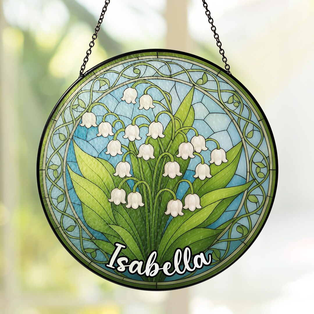 Personalized Lily of the Valley Flower Stained Glass Suncatcher ...