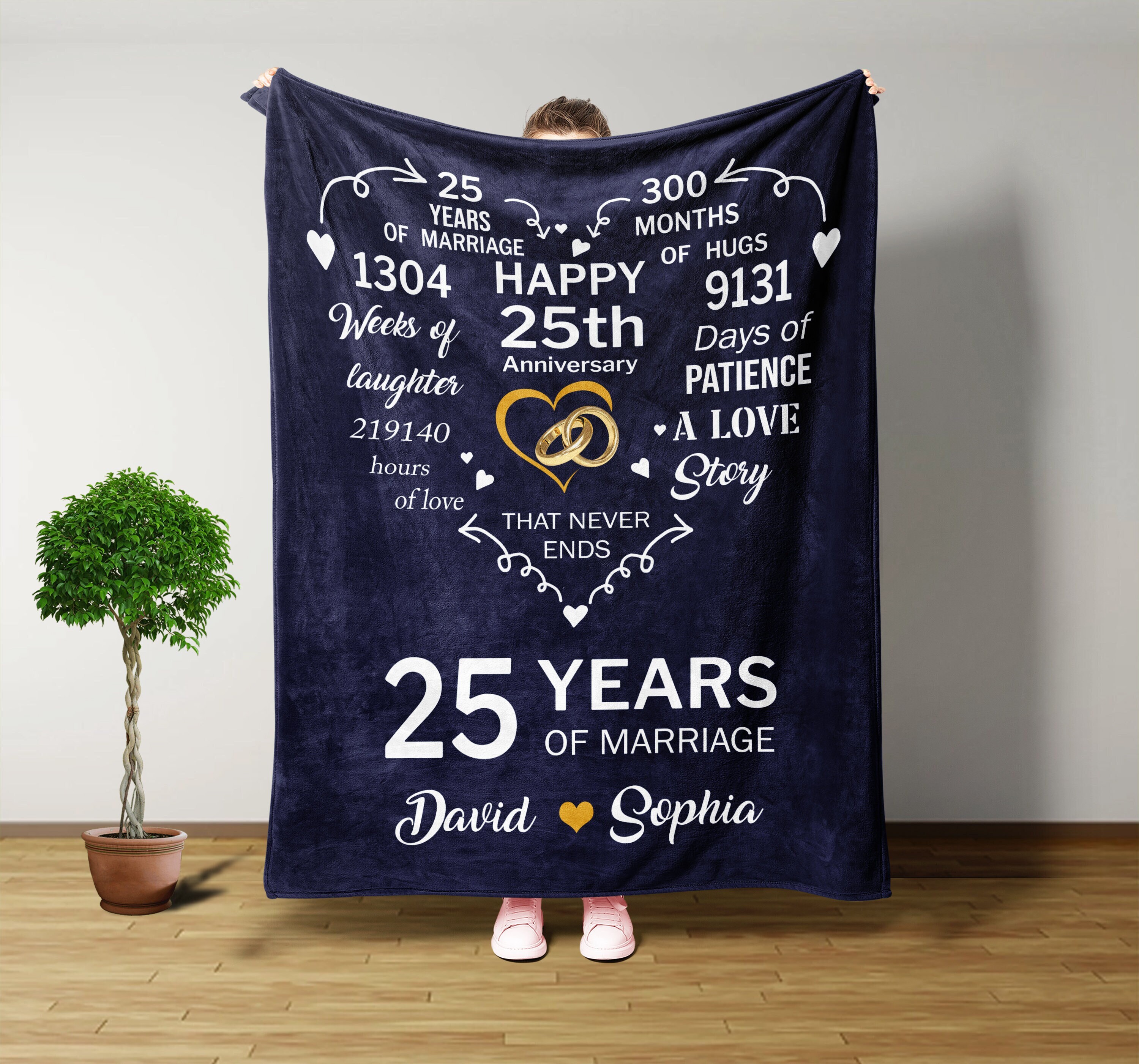 25 Years of Marriage Blanket Custom Blankets Wedding Etsy