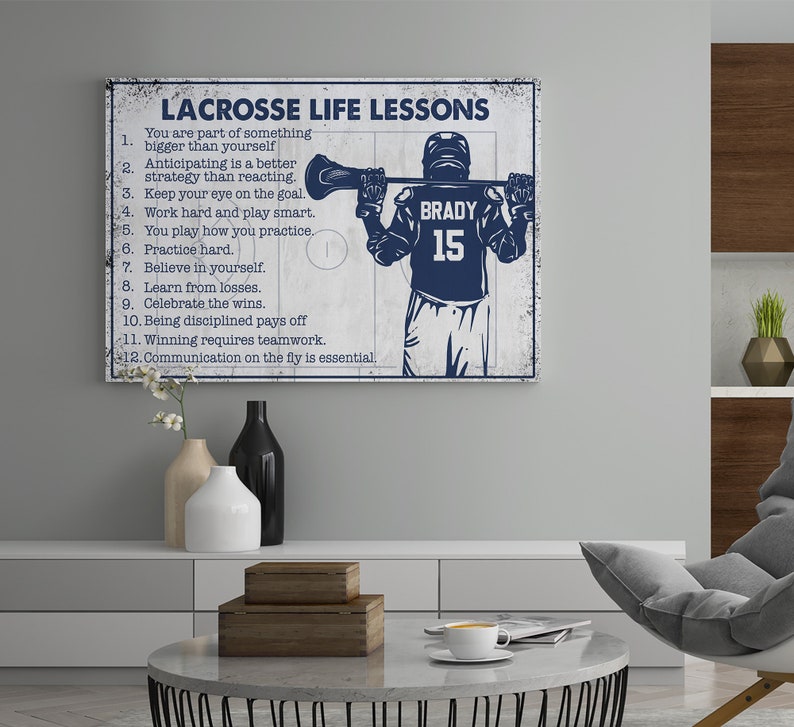 Lacrosse Life Lessons Canvas, Custom Lacrosse Poster, Sport Wall Art, Gift Ideas For Lacrosse Player. imagen 2