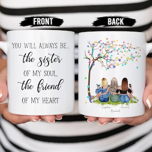 Personalized Mug, Custom 3 Best Friends Mugs, Friendship Gifts, Coffee Mug, Long Distance Relationship Gifts, Gifts For Women, Bff Gifts