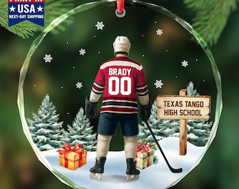 Personalized Hockey Ornaments, Hockey Gifts, Gifts For Hockey Boys, Hockey Ornaments For Christmas Tree, Custom Hockey Player Keepsake