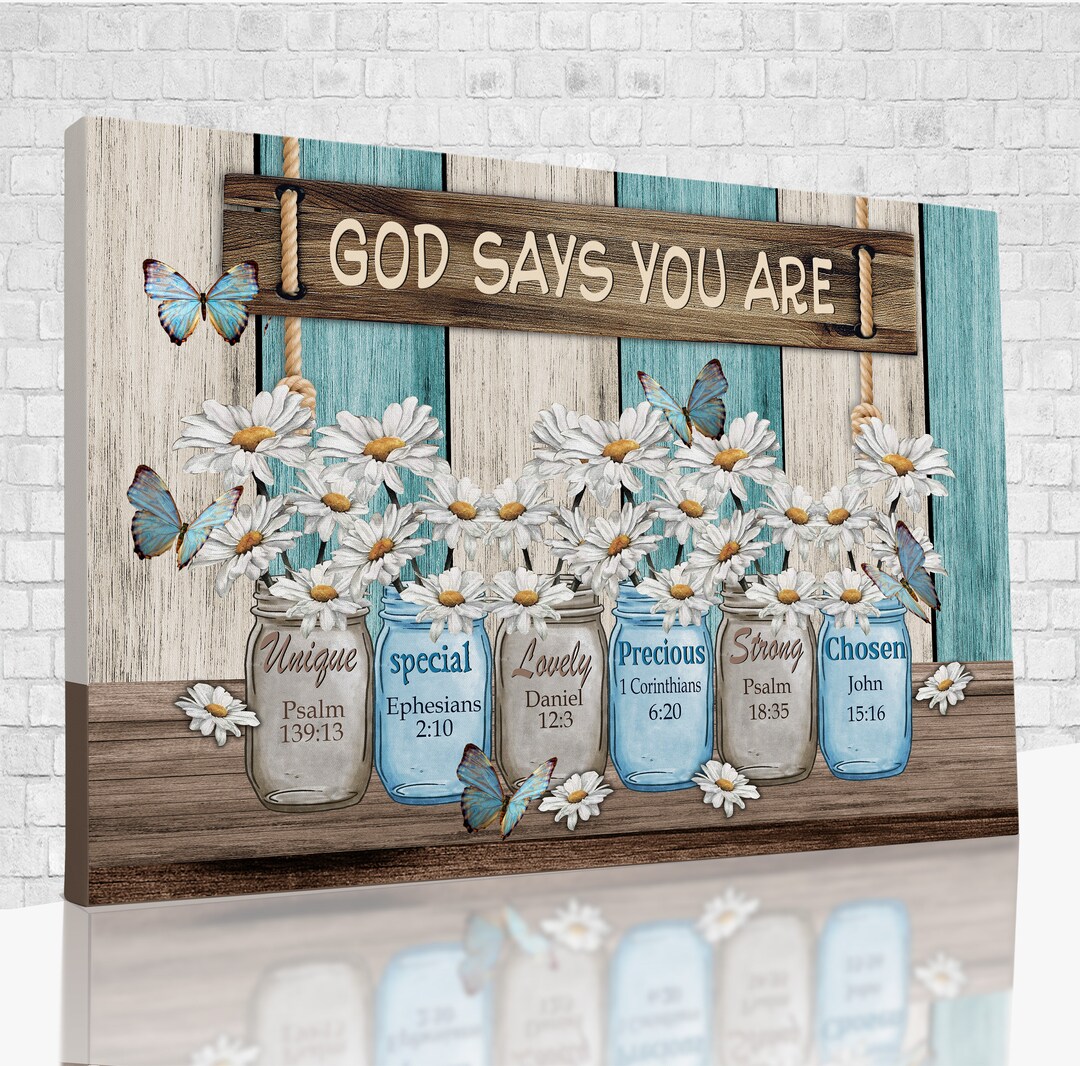 Personlized Canvas Print, God Says You Are Canvas, Jesus and God Quotes ...