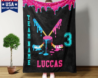 Custom Ice Hockey Blanket For Boys, Hockey Gifts, Hockey Lovers Gift Ideas, Ice Hockey Gifts, Gifts For Team, Personalized Sports Gifts