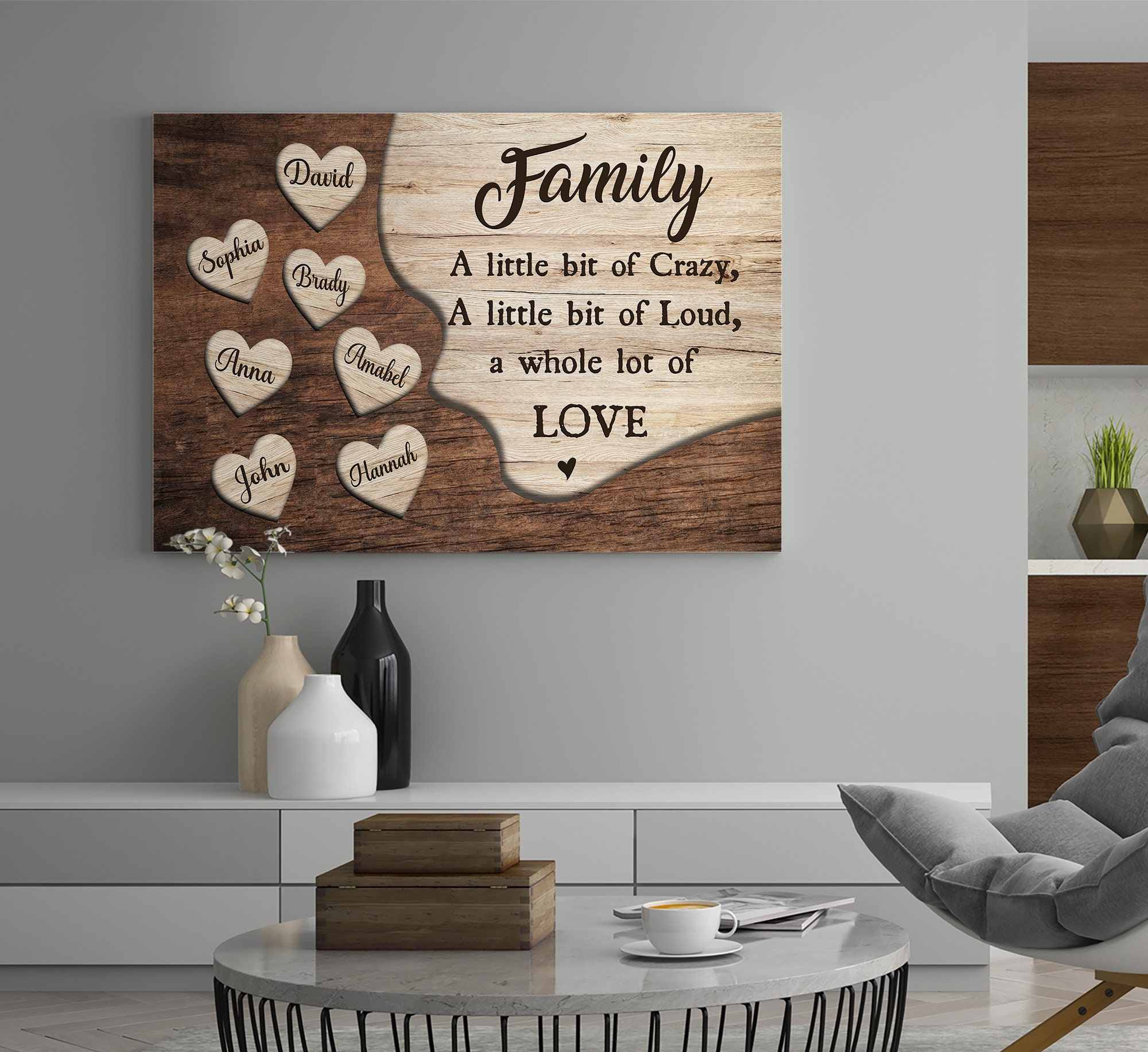 Canvas Wall Art, Family A Little Bit of Crazy A Little Bit of Loud & A ...