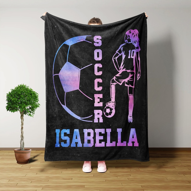 Soccer Blanket For Girls, Personalized Blankets And Throws, Soccer Gifts, Girls Soccer Gifts, Christmas Gifts For Women, Gifts For Girls image 1