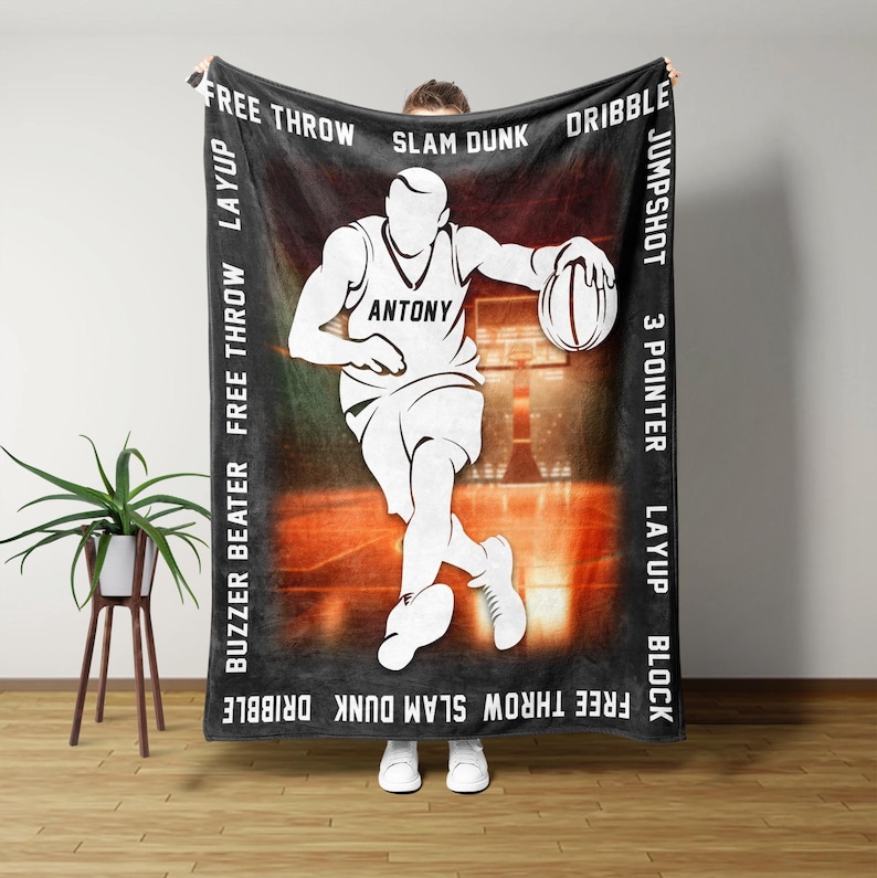 Basketball Blanket, Basketball Gifts, Personalized Blanket, Throw