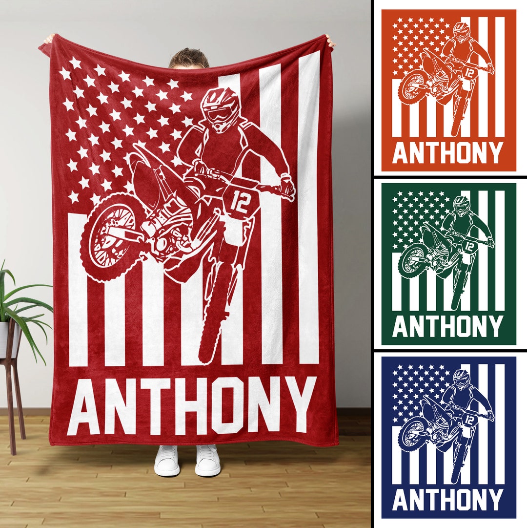Dirt Bike Blanket, Personalized Blankets and Throws, Dirt Bike Gifts, Motocross Gifts, Christmas