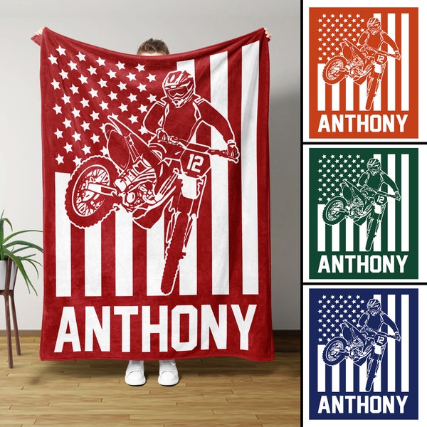 Dirt Bike Blanket, Personalized Blankets And Throws, Dirt Bike Gifts, Motocross Gifts, Christmas Gifts For Men, Gifts For Boys